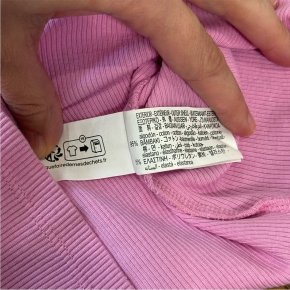ZARA Ribbed Ruffle Top Pink Size S - Picture 6 of 6